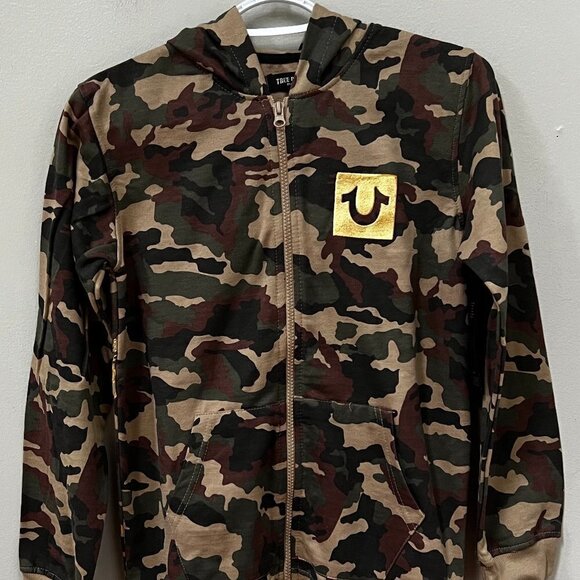True Religion Other - True Religion Olive Camo Guitar Buddha Zip-Up Hoodie - Boys True Religion Size M